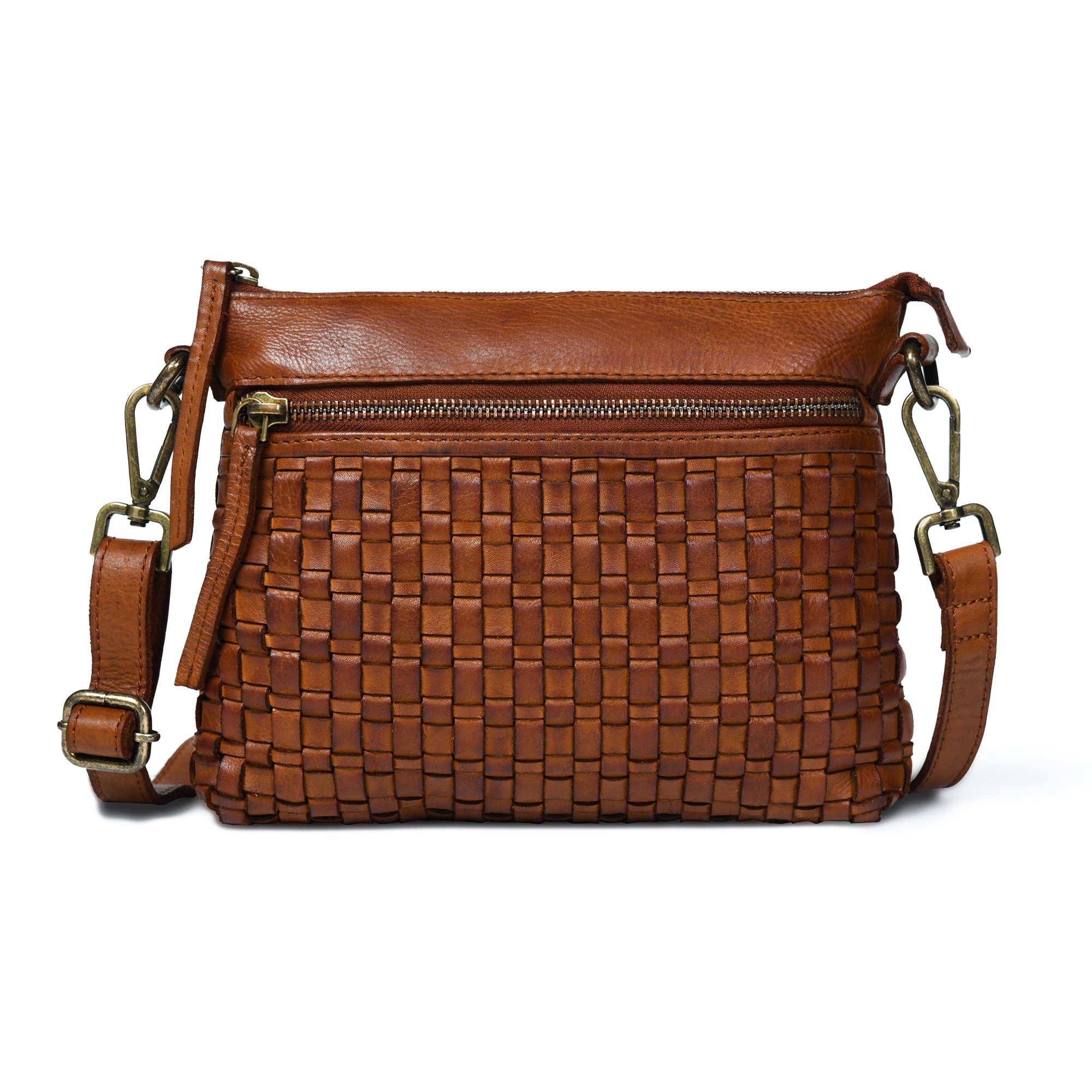 Woven Elegance Leather Handbag